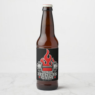 Personalized Weight Lifting Dumbbell Fitness Gym Beer Bottle Label