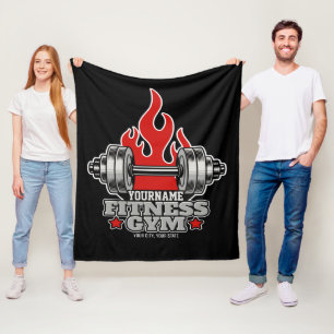 Personalized Weight Lifting Dumbbell Fitness Gym Fleece Blanket