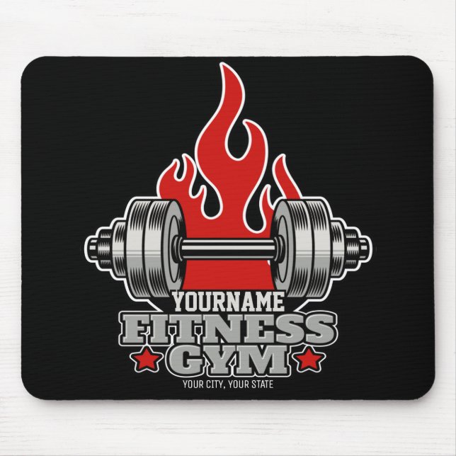 Personalized Weight Lifting Dumbbell Fitness Gym Mouse Pad (Front)
