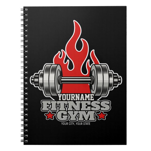 Personalized Weight Lifting Dumbbell Fitness Gym Notebook (Front)