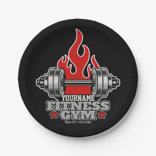 Personalized Weight Lifting Dumbbell Fitness Gym Paper Plate