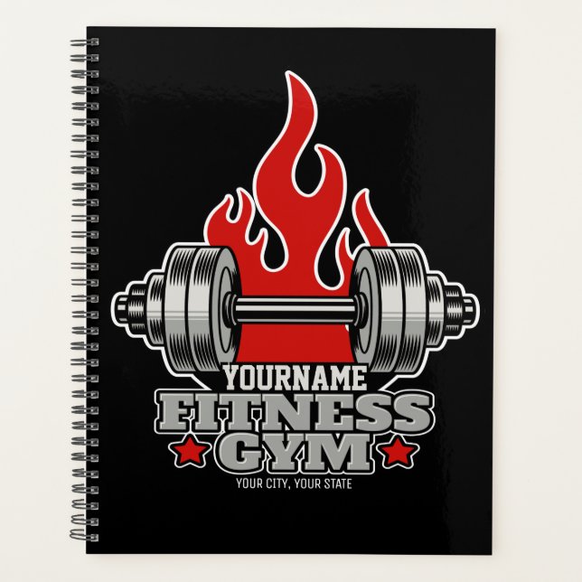 Personalized Weight Lifting Dumbbell Fitness Gym  Planner (Front)