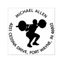 Personalized Weightlifter Silhouette Round Address