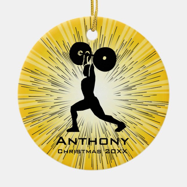 Personalized Weightlifting Design Ornament (Front)