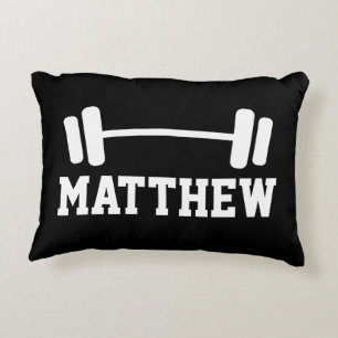 Personalized weightlifting dumbbell throw pillow
