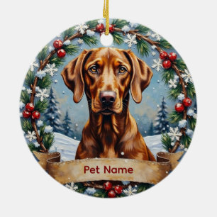 Personalized Weimaraner Christmas Ceramic Ornament