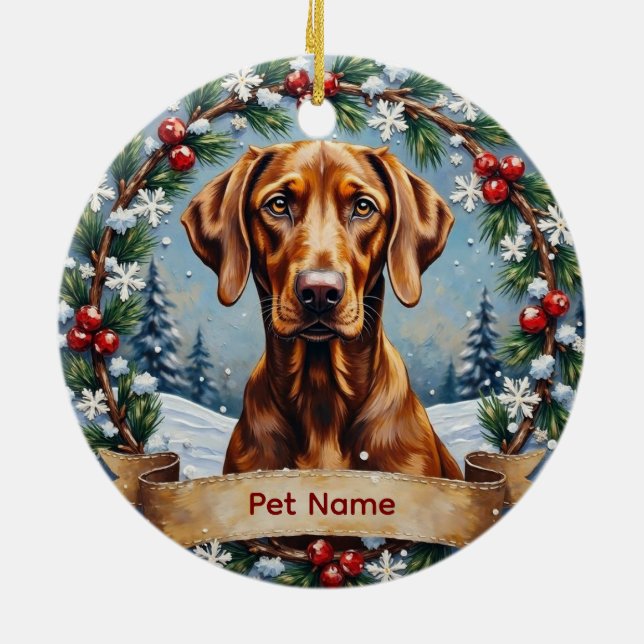 Personalized Weimaraner Christmas Ceramic Ornament (Back)