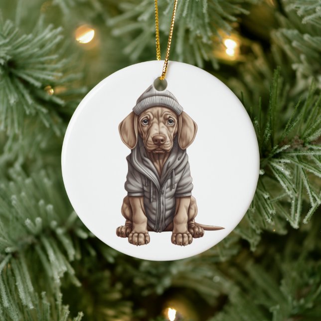 Personalized Weimaraner Dog Ceramic Ornament (Tree)
