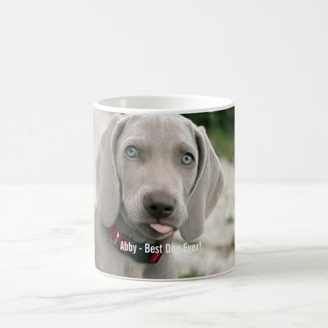 Personalized Weimaraner Dog Photo and Dog Name Coffee Mug (Center)