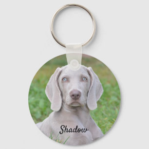 Personalized Weimaraner Puppy Dog Keychain