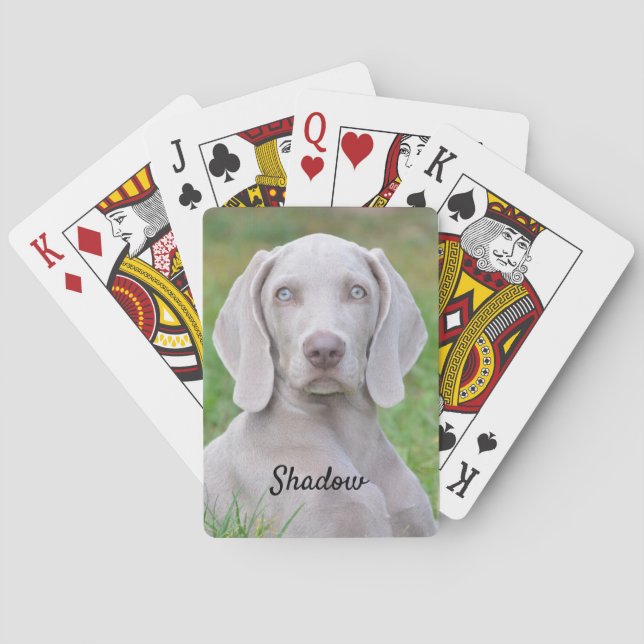 Personalized Weimaraner Puppy Dog Playing Cards (Back)