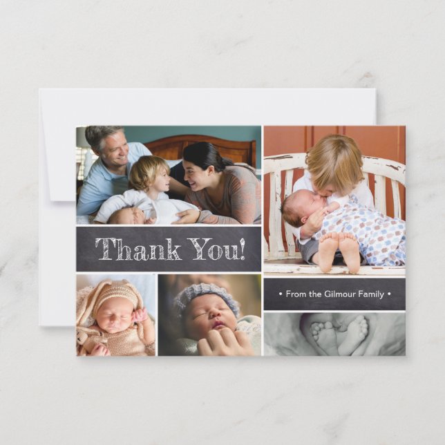 Personalized Welcome Baby Thank you Photo Collage Invitation (Front)