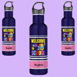 Personalized Welcome Back To School  710 Ml Water Bottle<br><div class="desc">Personalized Welcome Back To School stainless steel water bottle. Customize it with your name for a chic girly unique look.</div>