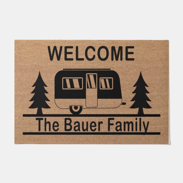 Personalized Welcome Camping Mat, Unique  Doormat (Front)