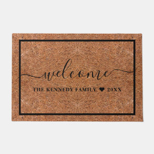 Personalized Welcome Family Name Rustic  Coir  Doormat