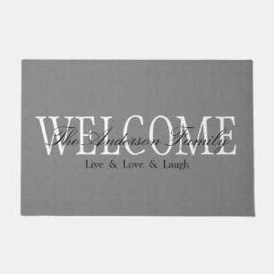 Personalized Welcome Grey Doormat