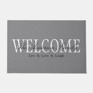 Personalized Welcome Grey Doormat