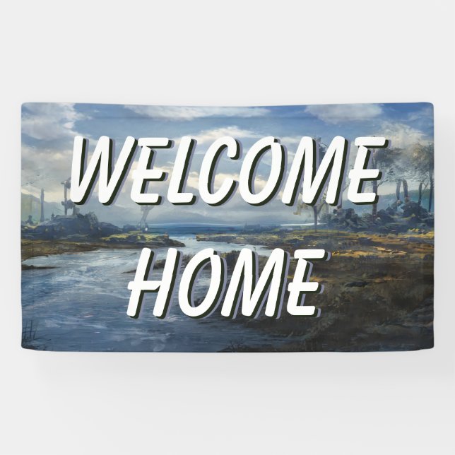 Personalized Welcome Home Landscape Water Banner (Horizontal)
