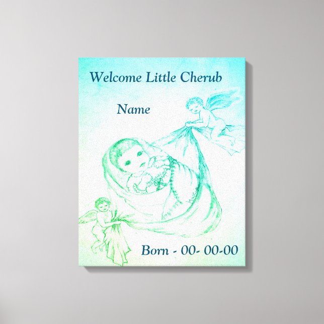 Personalized Welcome Little Cherub Canvas Print (Front)