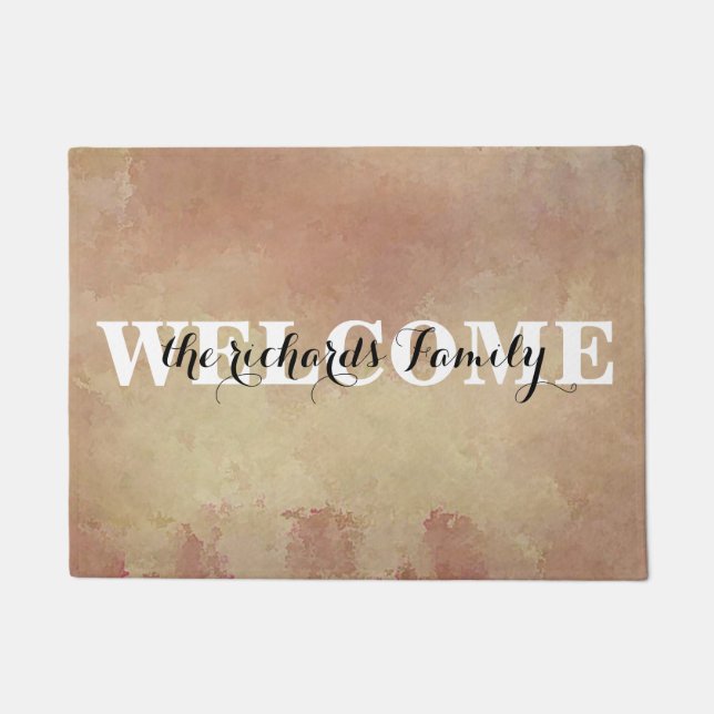 Personalized Welcome Modern Funny Family Monogram Doormat (Front)