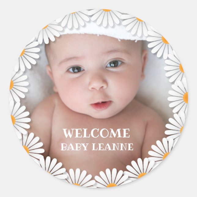 Personalized Welcome New Baby Classic Round Sticker (Front)