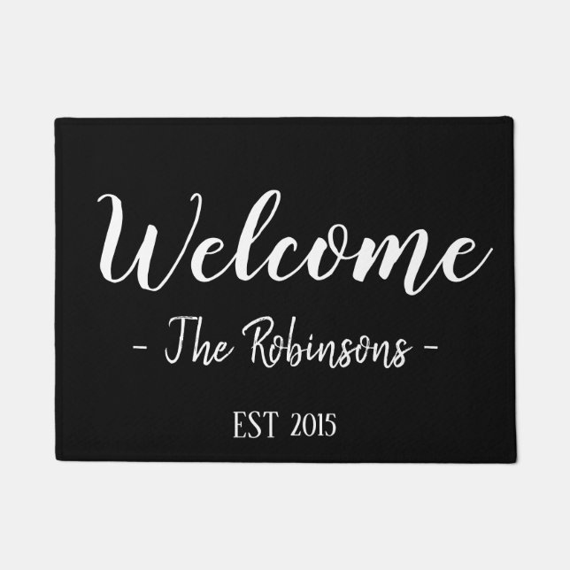 Personalized Welcome Script Modern Doormat (Front)