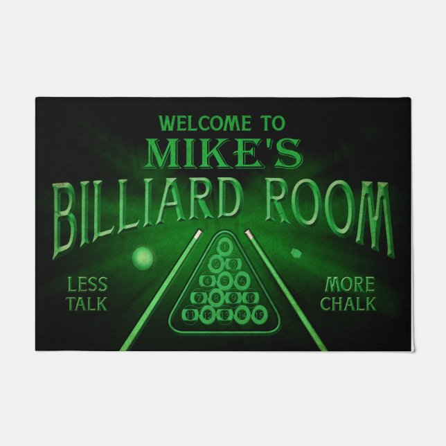 Personalized Welcome To Billiard Room Doormat (Front)