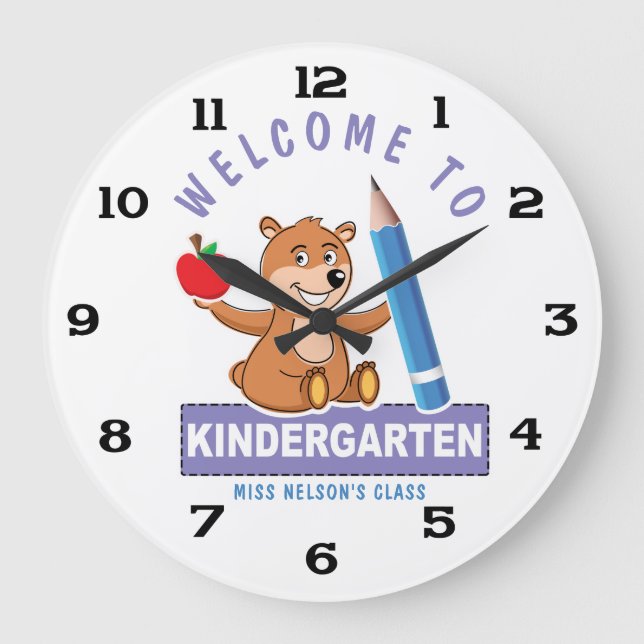 Personalized Welcome to Kindergarten Large Clock (Front)