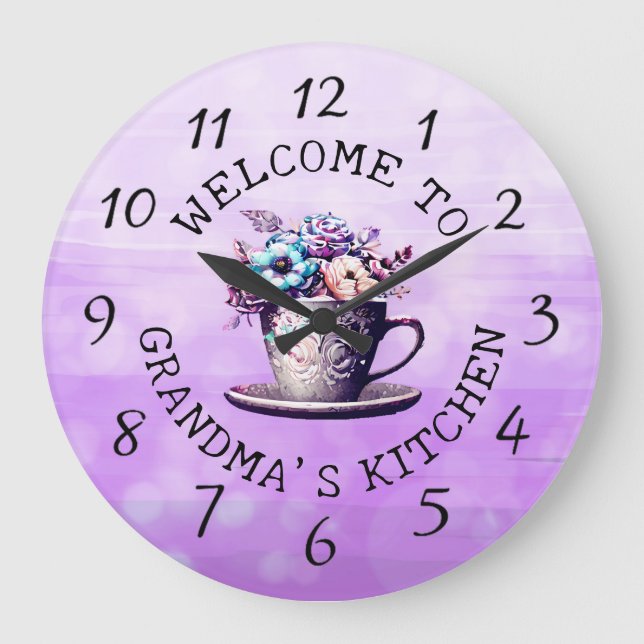 Personalized Welcome to Mimi's Kitchen  Large Clock (Front)