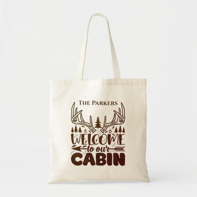 Personalized Welcome To Our Cabin Tote Bag (Front)