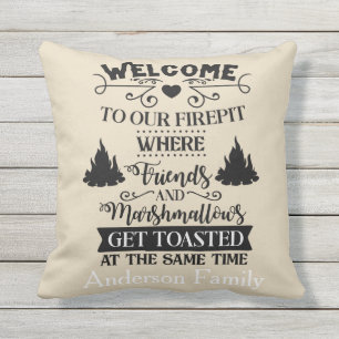 Personalized Welcome To Our Firepit Outdoor Pillow