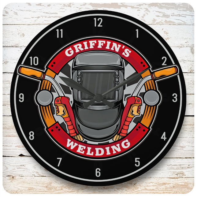 Personalized Welder Metal Fabricator Welding Shop Large Clock (Creator Uploaded)