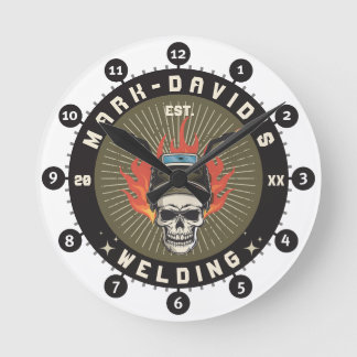 Personalized Welder Metal Worker Welding Workshop Round Clock