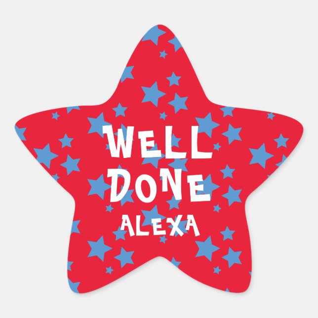 Personalized Well Done Teacher Encouragement  Star Sticker (Front)