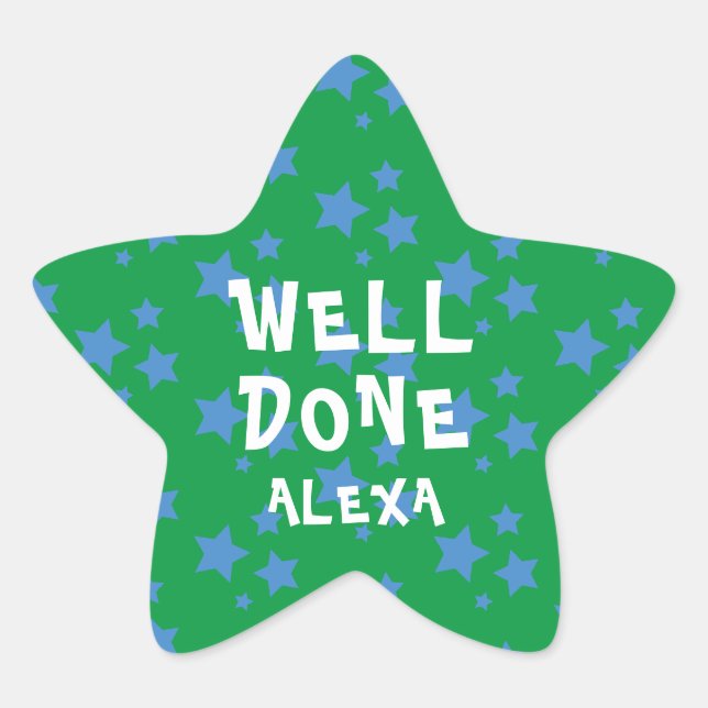 Personalized Well Done Teacher Encouragement  Star Sticker (Front)