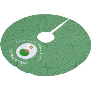 Personalized Welsh Angel Christmas Flag Brushed Polyester Tree Skirt