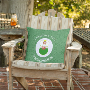 Personalized Welsh Angel Christmas Flag Outdoor Pillow