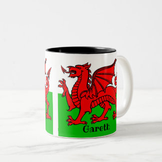 Personalized Welsh Flag Two-Tone Coffee Mug