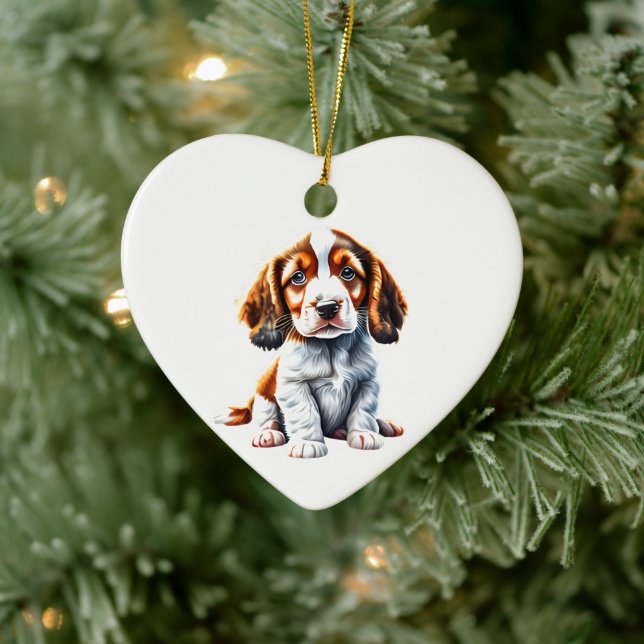 Personalized Welsh Springer Spaniel Puppy Ceramic Ornament (Tree)