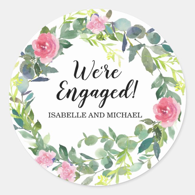 Personalized We're Engaged Envelope Seals (Front)