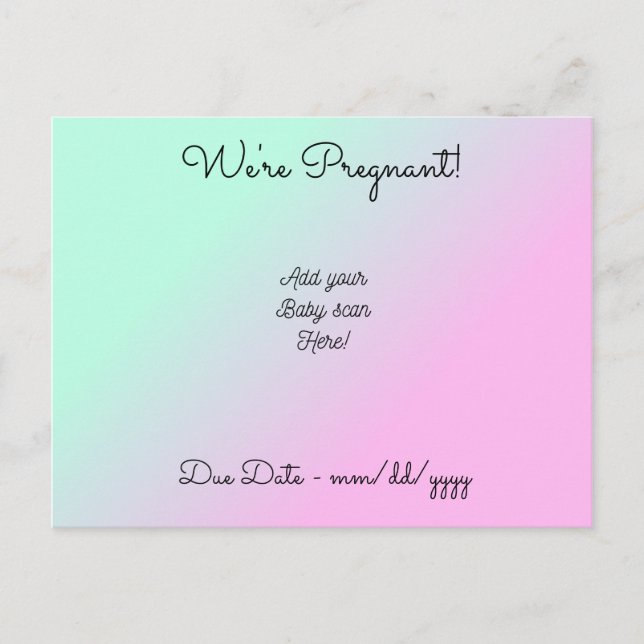 Personalized We're Pregnant Announcement Postcard (Front)