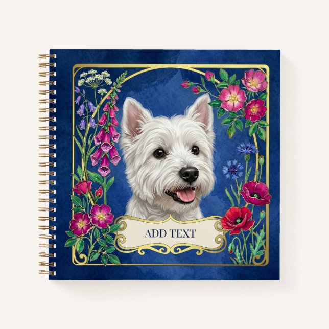 Personalized West Highland Dog Blue Notebook (Front)