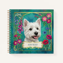 Personalized West Highland Dog Teal Notebook