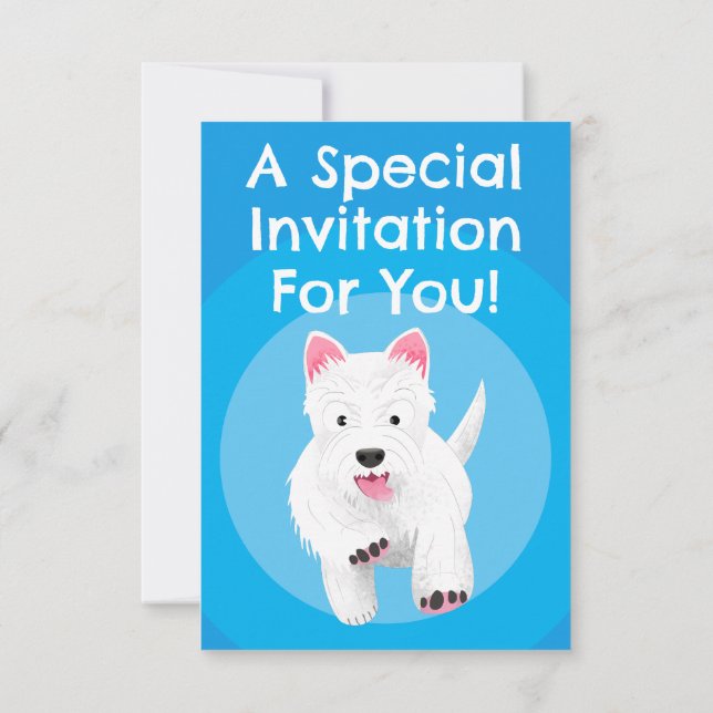 Personalized west highland terrier birthday invitation (Back)