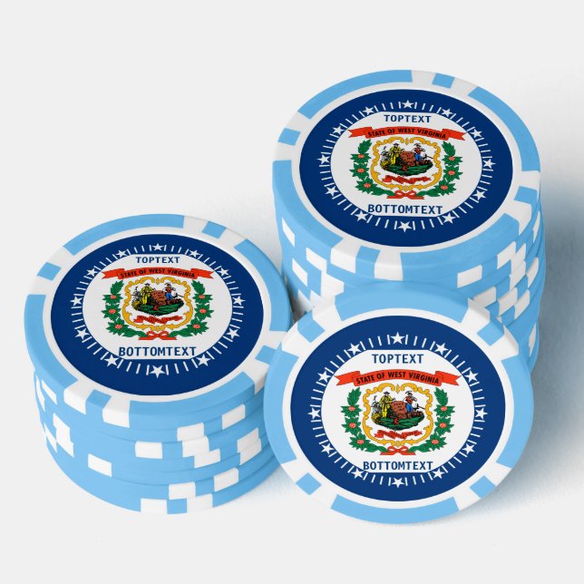 Personalized West Virginia State Flag on a Poker Chips (Stack)