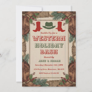 Personalized Western Christmas Holiday Party Invitation