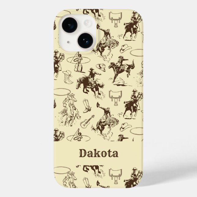 Personalized Western Cowboy Rodeo Horses Case-Mate iPhone Case (Back)