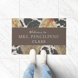 Personalized Western Cowgirl Modern Teacher Doormat