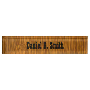 Personalized Western Golden Wood Look Nameplate