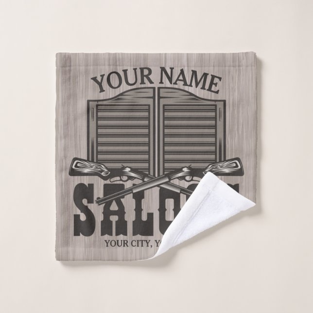 Personalized Western Rifle Guns Old Saloon Bar   Bath Towel Set (Wash Cloth)